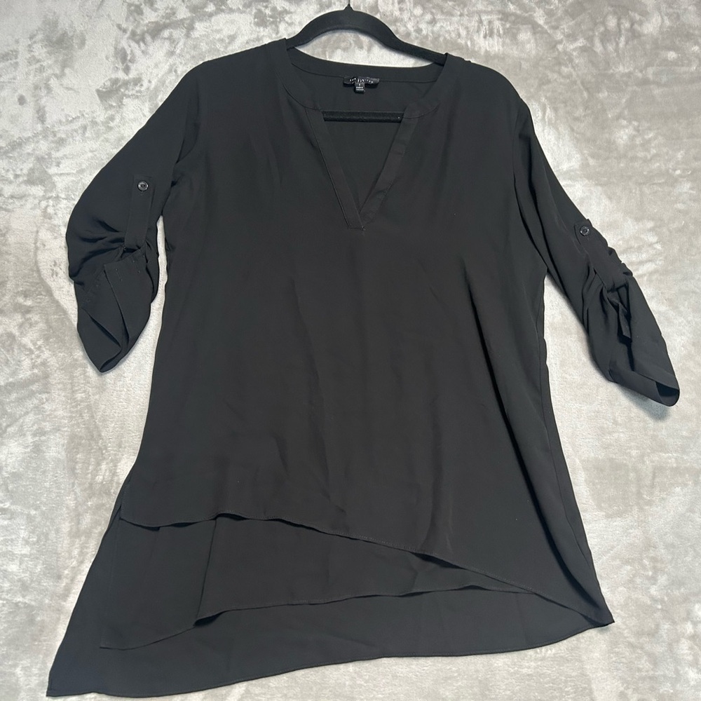 The Limited Asymmetrical Roll Tab Sleeve Blouse Top Women’s Small Black